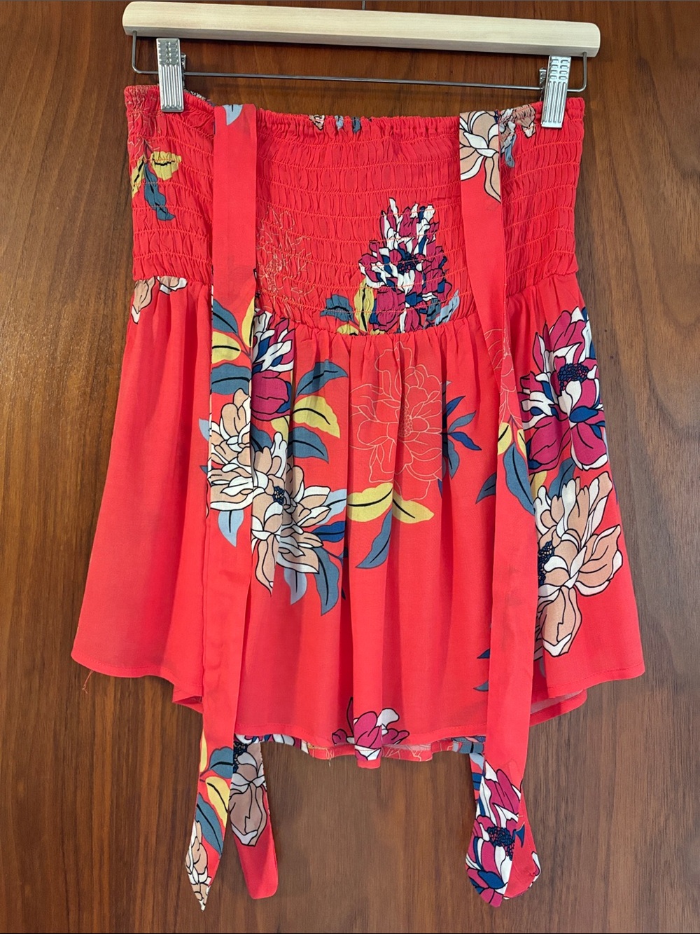 Grace & Lace Floral Smocked Red Women's Tube Top